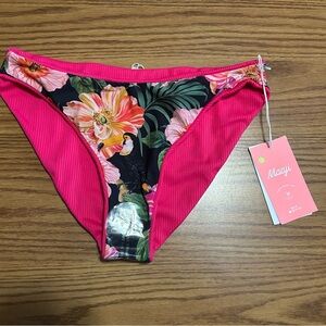 NWT Maaji Women's Swim Bikini Bottom Reversible Tropical Pink Size M